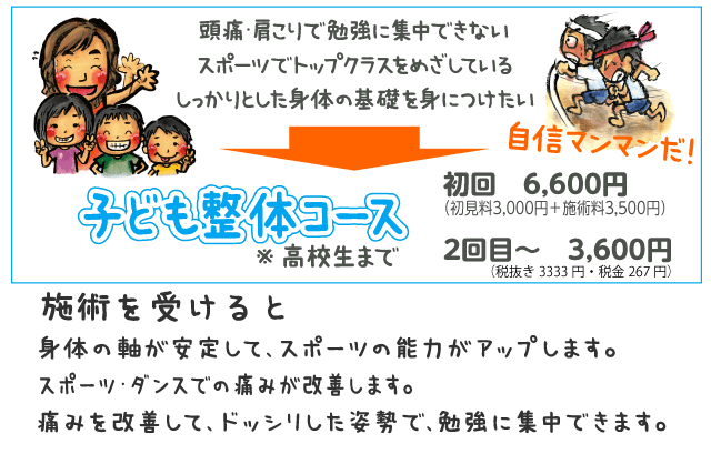 子ども整体の料金・コース